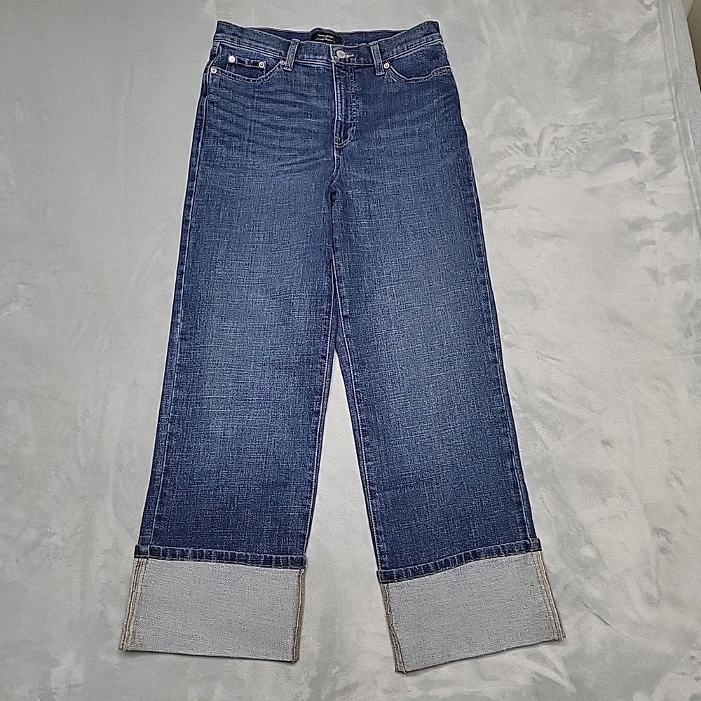Banana Republic Jeans Womens 28/6 Blue High-Rise Straight Fit Cuffed Denim